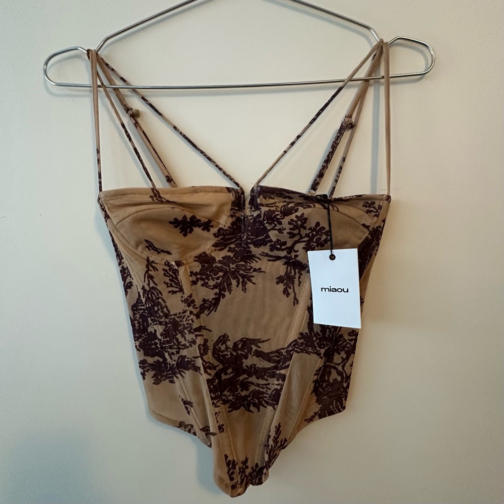 NWT Miaou Aphex Corset in Gold Toile